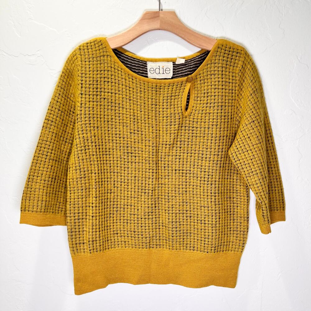 Anthropologie Edie Merino Wool/Cashmere Blend Pullover Sweater Mustard Sz L